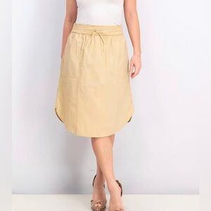 NWT Gap Pull-On Skirt in Poplin Beige Sand sz Large TALL Lightweight Minimalist